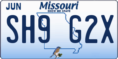 MO license plate SH9G2X