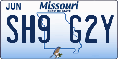 MO license plate SH9G2Y
