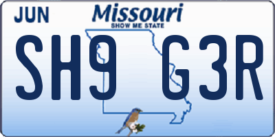 MO license plate SH9G3R