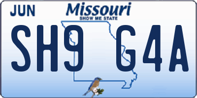 MO license plate SH9G4A