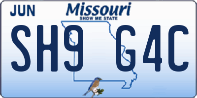 MO license plate SH9G4C