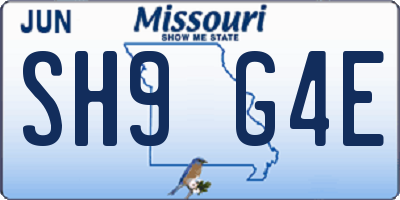 MO license plate SH9G4E