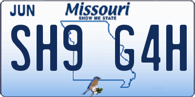MO license plate SH9G4H
