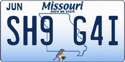 MO license plate SH9G4I