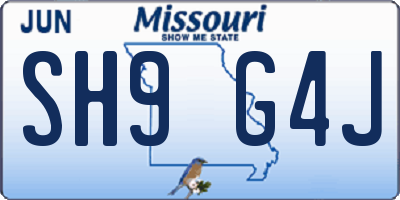 MO license plate SH9G4J