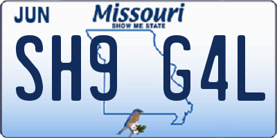 MO license plate SH9G4L