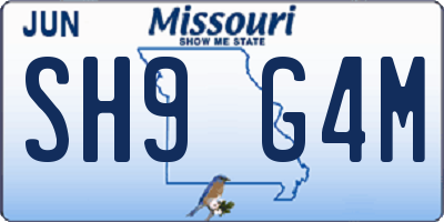 MO license plate SH9G4M