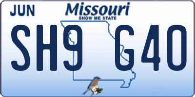 MO license plate SH9G4O