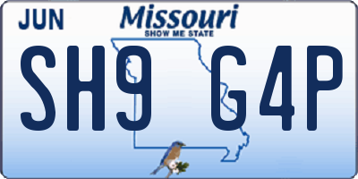 MO license plate SH9G4P