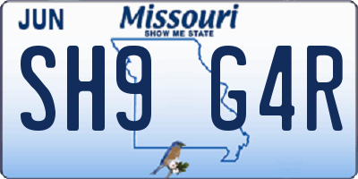 MO license plate SH9G4R