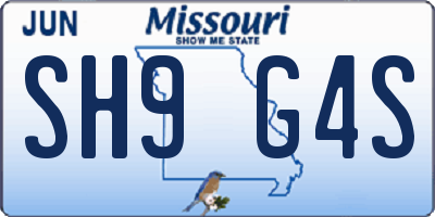 MO license plate SH9G4S