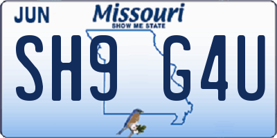 MO license plate SH9G4U