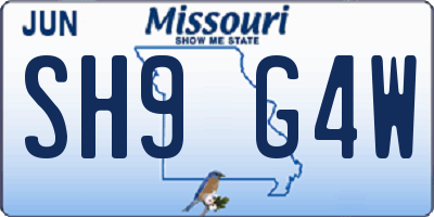 MO license plate SH9G4W