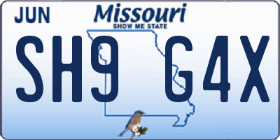 MO license plate SH9G4X