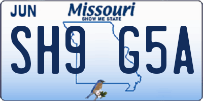 MO license plate SH9G5A