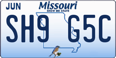 MO license plate SH9G5C