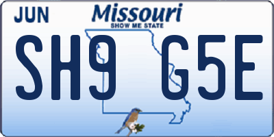 MO license plate SH9G5E