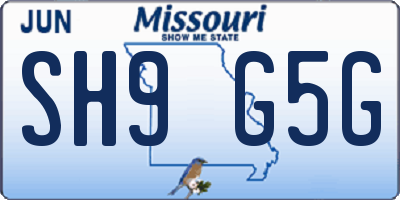 MO license plate SH9G5G