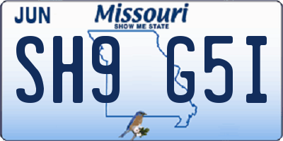 MO license plate SH9G5I