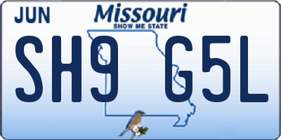 MO license plate SH9G5L