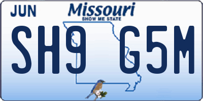 MO license plate SH9G5M