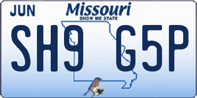 MO license plate SH9G5P