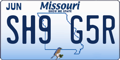 MO license plate SH9G5R