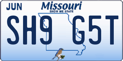 MO license plate SH9G5T