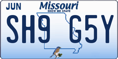 MO license plate SH9G5Y