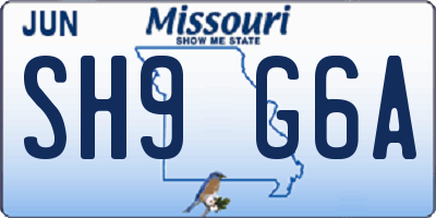 MO license plate SH9G6A