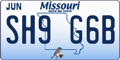 MO license plate SH9G6B