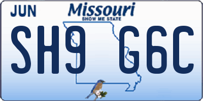 MO license plate SH9G6C