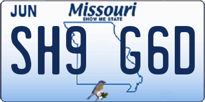 MO license plate SH9G6D