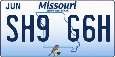 MO license plate SH9G6H