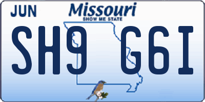 MO license plate SH9G6I