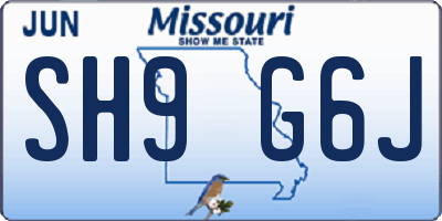 MO license plate SH9G6J