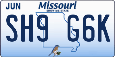MO license plate SH9G6K