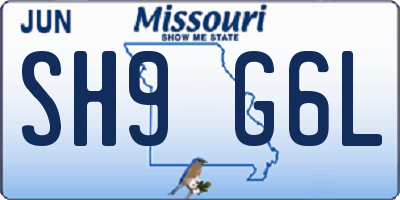 MO license plate SH9G6L