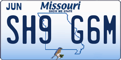 MO license plate SH9G6M