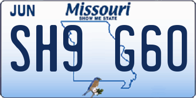MO license plate SH9G6O