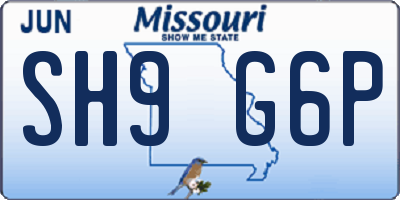 MO license plate SH9G6P