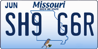 MO license plate SH9G6R