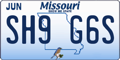MO license plate SH9G6S