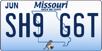 MO license plate SH9G6T