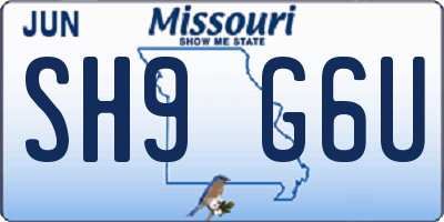 MO license plate SH9G6U