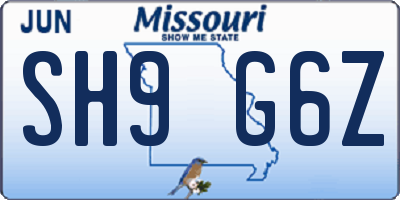 MO license plate SH9G6Z