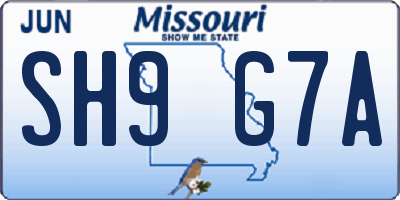 MO license plate SH9G7A