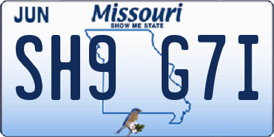 MO license plate SH9G7I