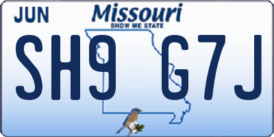 MO license plate SH9G7J