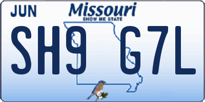 MO license plate SH9G7L